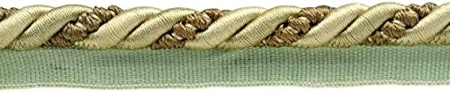 5/8 Ellora kolekcija Veliki upleteni ukrasni kabel uže sa usnom | CAMP TRIM OLIVE BEIGE MULTICOLOR # EL04 Prodaje se u dvorištu