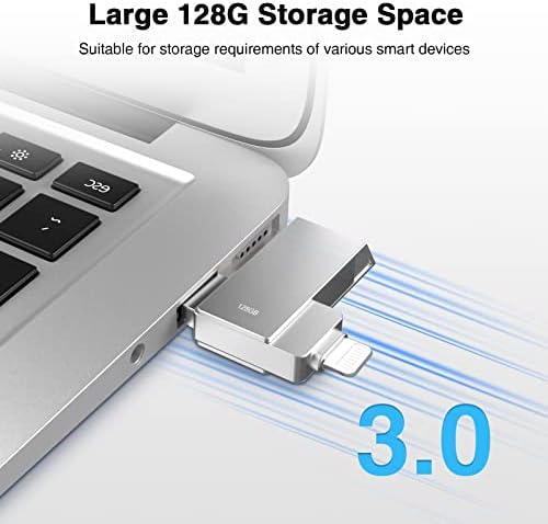 3 u 1 128 GB Flash Drive za USB 3.0 foto stick, super brzi pogon palca podržava iOS / Android / Windows / Mac OS, brzine čitanja do 80MB / s, metalni USB memorijski štap od 128GB