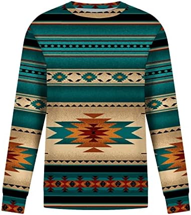 Žene duge dugih rukava moda zapadni aztec Crewneck džemperi Geometrijski blok u boji Ispis pulover Tunički vrhovi