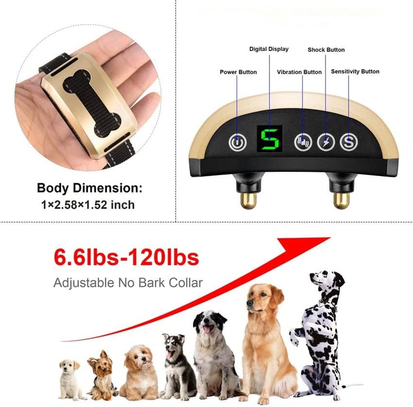 Nadogradnja ovratnika za pse 7 Osjetljivost, USB punjiva vodootporna bez koljevca sa vibracijom i bez
