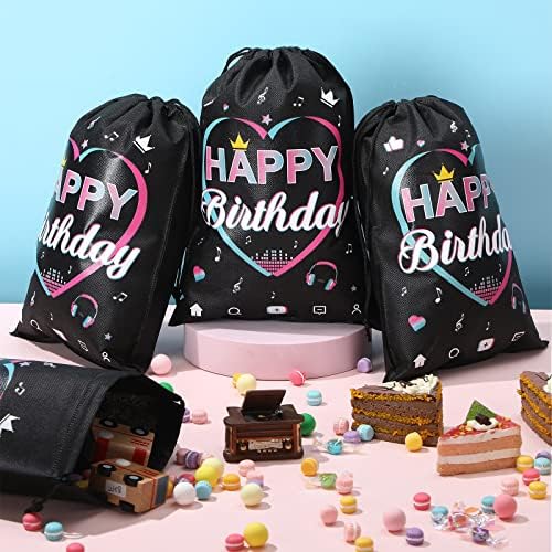 Muzička zabava Favorizirajte torbe za prekršaj platnene torbe Party Gift Goodie Torbe za crtanje tkanine Glazbene torbe za torbe za tinejdžerske medije Tema rođendan rođendanske zabave, 12,6 x 8,7 inča