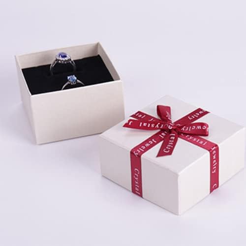 QIXIVCOM White Bow poklon kutija Square Nakit za pakiranje poklon kutija Ogrlica zvona naušnica za skladištenje