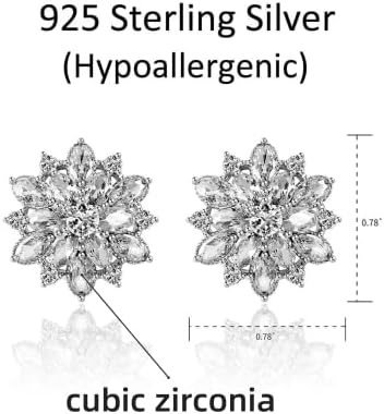 Oeudeufed ženski klaster od rhinestona hipoalergene naušnice za cvijeće, srebrne svjetlucave kristalne Boho