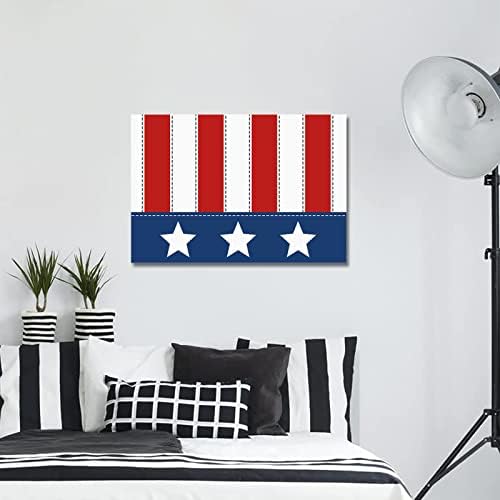 Platno Zidno slikarstvo Američki zastava Dan zvijezde Crvene bijele prugaste umjetničke ulje ulje rustikalne plave boje blok slike spremne za objesiti za dnevni boravak, spavaću sobu, ured, uređenje
