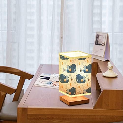 Kvadratna noćna lampa medvjed bešavni otisak rasadnika sa medom i pčelinjim bebama šumske životinje drvena