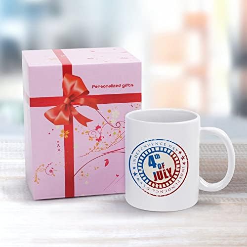 4. jula Dan nezavisnosti Print šolja za kafu keramička šolja za čaj smešni poklon sa dizajnom logotipa za kancelarijski dom Žene Muškarci-11 Oz bijeli