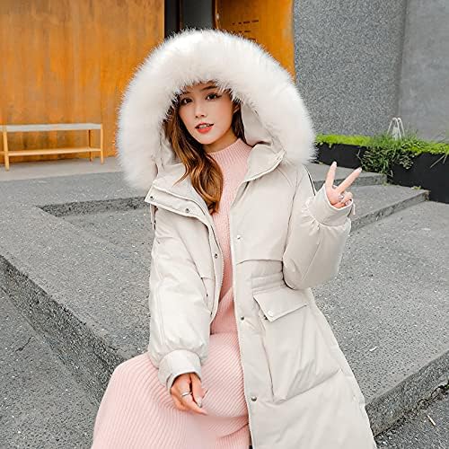 Ženski dugi donji zimski kaput sa krznenom kapuljačom Maxi Hoodies Parka Puffer Jacket vanjska odjeća lagana