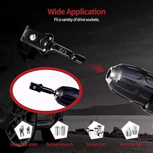 ColumPRO 7kom kompleti adaptera za utičnice za bušilicu za udarce, 3 & 6 Adapter za nasadni ključ za proširenje 1/4 3/8 1/2 +držač magnetnog nastavka, Adapter za udarni drajver,električni ručni alat