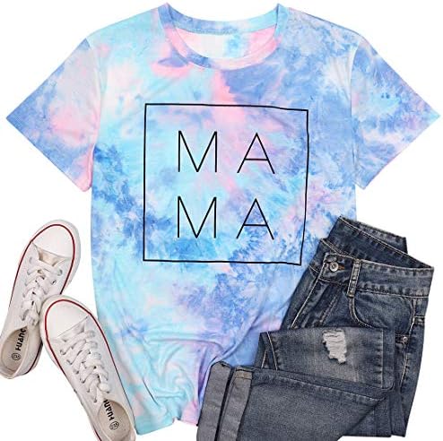 Mama Shirt za žene Funny mama Shirts Mama pismo štampani kratki rukav Loose Fit trudnoća grafički Tees