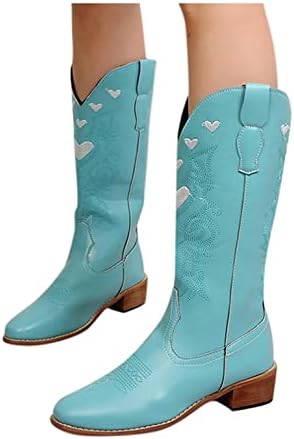Kaubojske čizme za žene široke kalf kravljeg modne bočne zipper zapadne borbene čizme Square Heel koljena High Boots