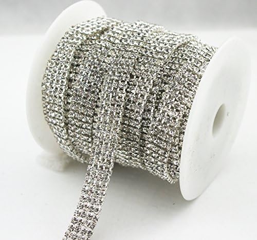 Aeaoa 3 stope 1 dvorište 4 reda SS12 1/2 inča Clear Crystal Zatvori srebrni preslikani lančani ukras za čašu lanca za vjenčanje