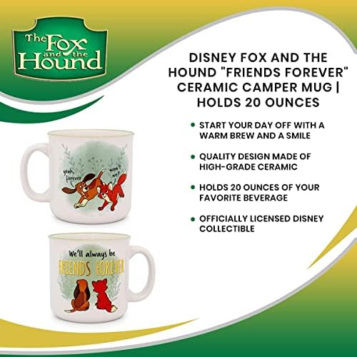 Disney Fox and The Hound Friends Forever Ceramic Camper šolja | putna šolja za kafu bez BPA za Espresso, kofein, kakao | / Početna I kuhinja neophodna | slatki pokloni i kolekcionarski predmeti / drži 20 unci