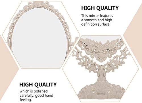 Beaupretty ogledalo za šminkanje stolno ogledalo u evropskom stilu Retro dvostrano stolno postolje Kozmetičko