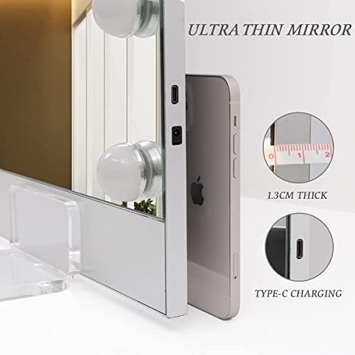 Bobening Ultra tanko toaletno ogledalo sa postoljem za selfije, izuzetno veliko holivudsko ogledalo za šminkanje