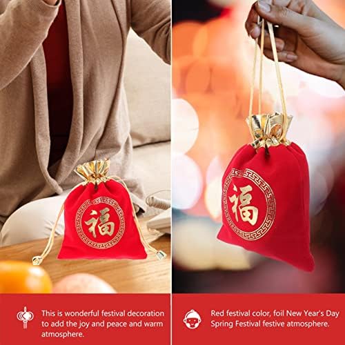Zerodeko Crveno Goodie torbe 10pcs Torbice za punjenje slatkiša s poklopcem za zaštitu od pukotina na nakitu Kineska funarska torba za vjenčanje Prenosne torbe za vjenčanje rođendan 12x10cm platnene torbe za poklon