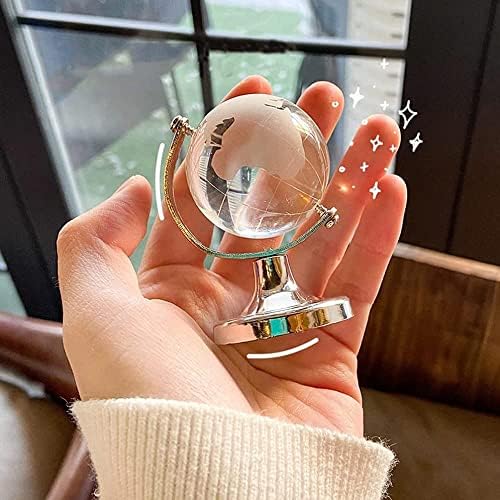 Mini svjetski globus kristalno staklo Jasni papir stol ured za obrtni dekor za obrtni ukrasi Pokloni, minijaturni Crystal kuglični sfer, okrugli ukras sa svijetom