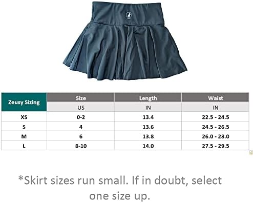 ZEUSY WOMENS High Struk teniska suknja zaslona sa nagnutim skroz sa bočnim džepovima za fitness sportski trening