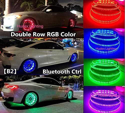 Hundalights 15.5 Najsvjetliji RGB promjena dvostrukih reda LED svjetla Bluetooth Ctrl Rim Wheel