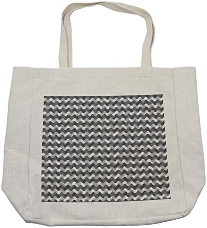Ambesonne siva torba za kupovinu, minimalistički gradijent valovite ravne linije različite boje