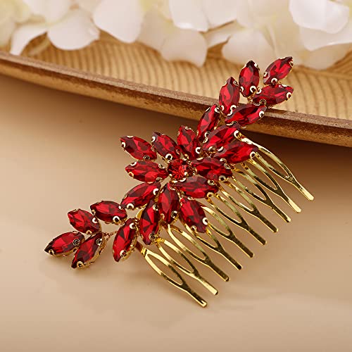 BERYUAN kristalno cvijet češalj za kosu za mladu za žene za djevojčice češalj za kosu Slide multi-boja crvena