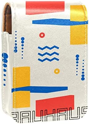 ORYUEKAN Mini torba za šminkanje sa ogledalom, torbica za kvačilo od umjetne kože, apstraktna geometrijski uzorak u boji Modern