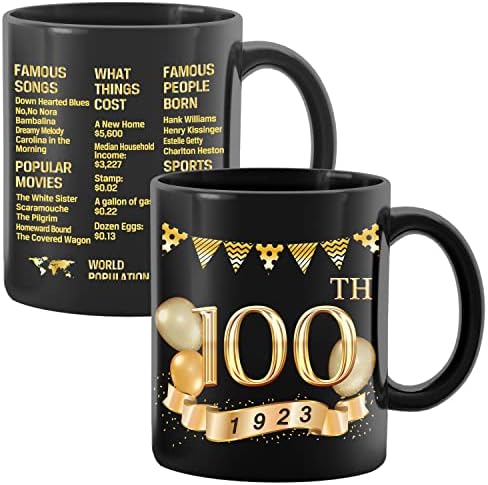 Greatingreat 1923 Old Time informacije-100th Birthday šolja, Happy 100 Birthday Party, Turning 100 Birthday, 100th Bday for Her & Him, sto Birthday šolja, Milestone Birthday