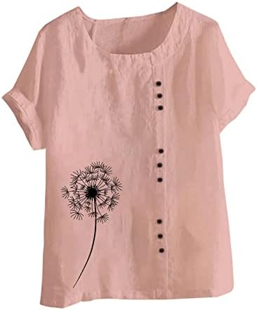 Žene 2023 ljetne bluze casual crewneck majice kratki rukav majica majica maslačak grafički tee labava bluza