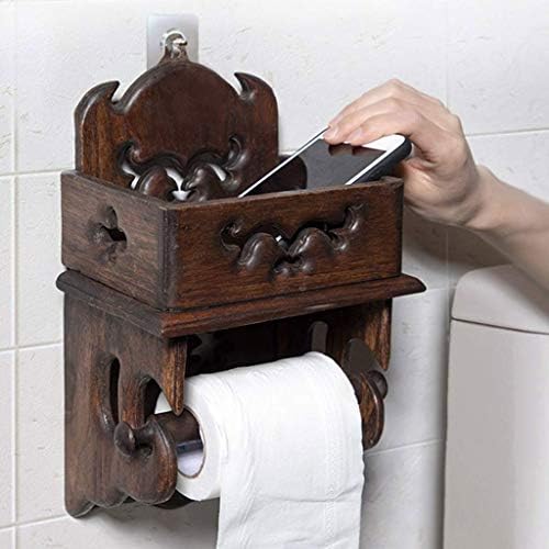 WSZJJ Retro Puni drveni držač za toaletni papir, držač tkiva WC tužilac tkiva