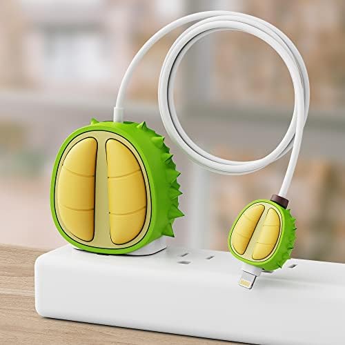 Sunguy Slatki šarger za zaštitu od punjača za Apple 20W USB-C kabel za punjač, ​​3D crtani dizajn zaštitni poklopac, kablovski zaštitnik za iPhone punjač -Durian