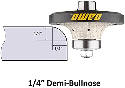 DAMO 1/4 inča Demi Bullnose pola Bullnose Roundover grubo dijamantski ručni Profiler Router Bit profil točak sa 5/8-11 navojem za Granit Beton Mramor Countertop rub