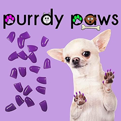 Purrdy Paws 3 mjeseca snabdijevanje mekim kapicama za nokte za pseće kandže ljubičasti medij