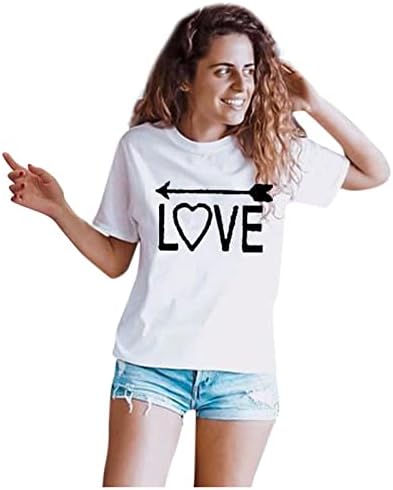 Djevojke ljetna jesenska Brunch Tee kratki rukav udobna boja Odjeća Crewneck pamuk ljubav grafička bluza Tshirt