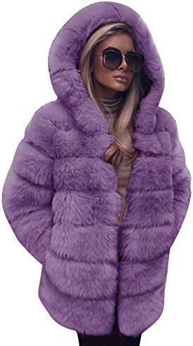 Iyyvv ženska modna luksuzna krznena kaput kapuljač kapuljača jesen zima topli jakna za prekomjernost