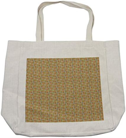 Ambesonne šarena torba za kupovinu, karirani uzorak u Akvarelnom stilu s motivima i prugama hipi dizajn, ekološka torba za višekratnu upotrebu za namirnice plaža i još mnogo toga, 15,5 X 14,5, krema