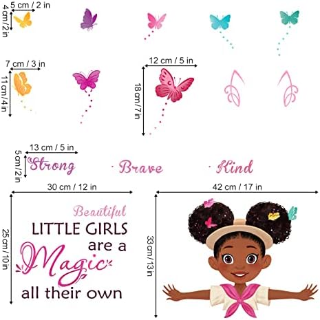 decalmile crne djevojke Magic Adventure zidne naljepnice Pink Butterfly inspirativni citat zidne