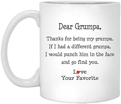 Dragi Grumpa Mug Hvala što si moj Funny Face Punch poklon za Grumpa zahvalnost Gag poklon za muškarce