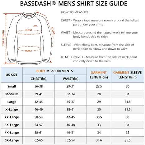 BASSDASH UPF 50 Tee za pecanje za muškarce Camo duge rukave Shirt Quick Dry duksevi