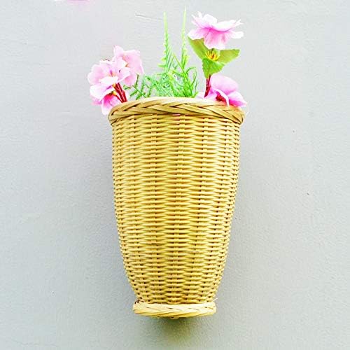 Sunnyhill bambus Viseća košarica Mala zidna korpa za postrojenja i cvijeće ili pribora za pribor za kuhte itd. Dija. 5 visok 7,5 (bez cvijeća