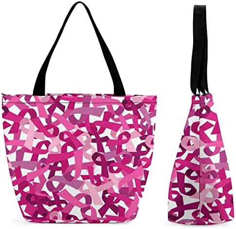 Pink Ribbon svijest o raku dojke ženska torba za pohranu torba za višekratnu upotrebu Print torbe za kupovinu