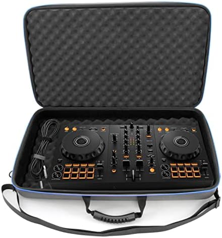 CASEMATIX Hard Case kompatibilan sa Pioneer DJ kontrolerom DDJ FLX4 Rekordbox 400 sa prostorom za kablove, adapterima za DJ kontrolere i priborom za mikser, uključuje naramenicu, mikser nije uključen