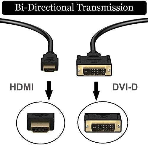 HDMI do DVI kabela, 6FT DVI-HDMI adapter dvosmjerni kabelski nosač 1080p HD kompatibilan sa računarom, TV-om, TV kutijom, PS5, plavom zrakom, Xbox, prekidač