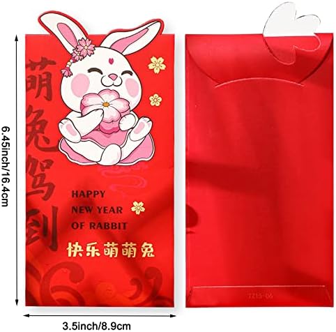 12 komada 2023. godine zečje crvene koverte za kinesku Novu godinu crveni paket / Lai See / Lucky Hong