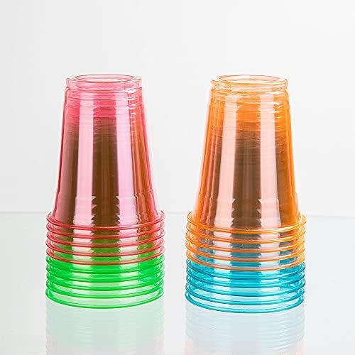 100pcs multicolor 12 oz Neon sjaj u tamnim čašama za jednokratnu čaše za jednokratnu upotrebu za rođendan vjenčanja