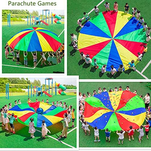 SPINFOX Igrajte padobran 6FT, 10ft, 20ft Igrajte padobran sa ručkama raznobojni padobran za djecu,