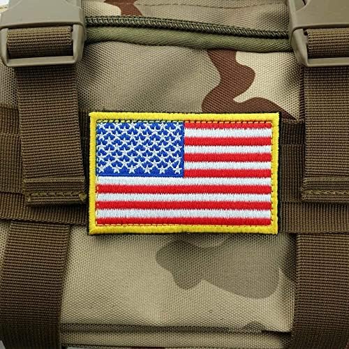 Taktička američka zastava vezeni patch Gold Border USA Sjedinjene Američke Države Vojni uniformni grb 2 paket