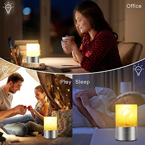LINNMON lampa za kontrolu dodira, Mini veličina, 3-smjerne noćne lampe sa mogućnošću zatamnjivanja sa staklom od alabastera, mala stolna lampa za čitanje, spavaća soba, Studentska spavaonica i kuhinja, uključena LED sijalica E26