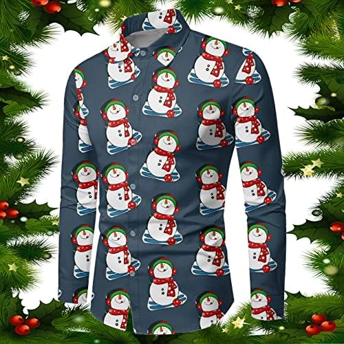 Wocachi muške božićne majice kratki rukav Funky tipku s majicama Party Aloha košulje Santa Ispis