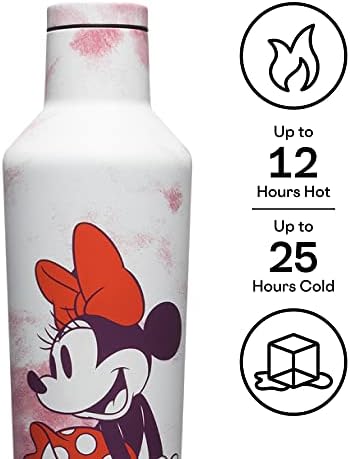 Corkcicle Disney Minnie Mouse Izolirana kantina putnička boca vode, trostruki izolirani nehrđajući čelik, vijak, zaustavlja pića hladno 25 sati ili toplo za 12 sati, 16 sati, 16 sati