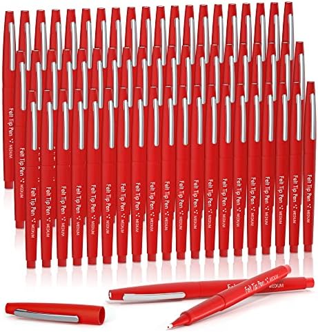 Lelix flomasteri, 60 crvenih olovaka, 0,7 mm flomasteri sa srednjim tačkama, flomasteri od filca za vođenje dnevnika, pisanje, vođenje bilješki, Planer, savršeni za umjetničke kancelarije i školske potrepštine