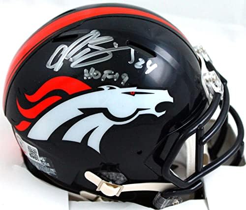 CHAMP Bailey Autographing Denver Broncos Speed ​​Mini kaciga W / Hof-Beckett W hologram srebrna